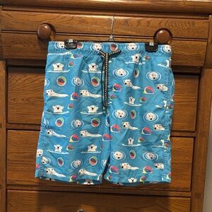 Surf Society Swimwear Swim Shorts Blue with Polar Bear/Beach Ball Print Medium